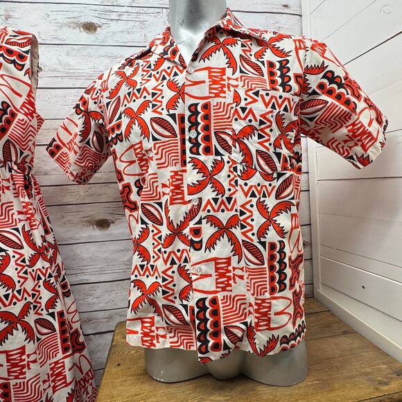 VTG McDonalds Uniform Men Hawaiian Camp Shirt & Woman Mumu Dress Employee Luau - Picture 5 of 15